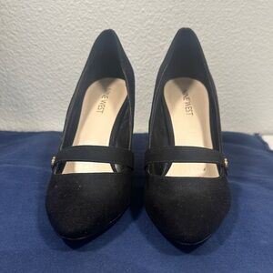 Nine West Black Suede Mary Jane Pump with Strap